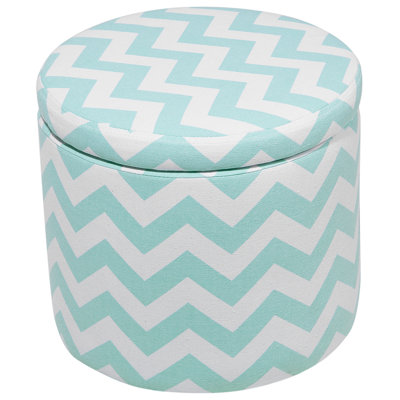 Storage Footstool Mint Green and White TUNICA