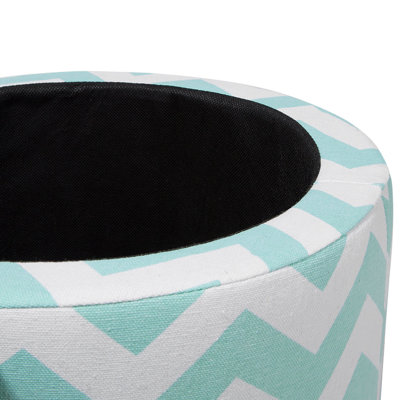 Storage Footstool Mint Green and White TUNICA