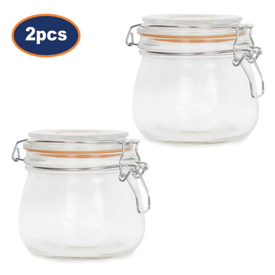 Storage Jar Airtight Clip Top Lid 500ml Glass Spice Food Preserve ...