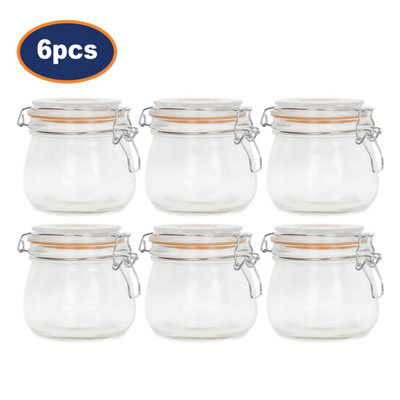 Storage Jar Airtight Clip Top Lid 500ml Glass Spice Food Preserve ...