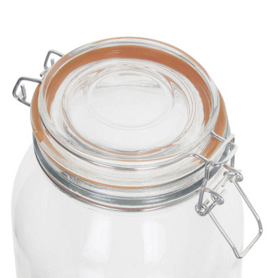 Storage Jar with Airtight Clip Top Lid 500ml Glass Spice Food Preserve ...