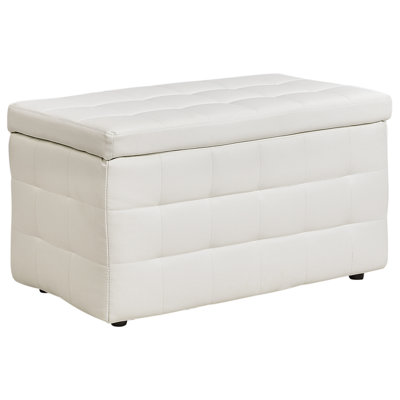 Storage Ottoman MICHIGAN Faux Leather 72 cm 42 cm White