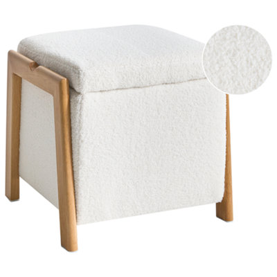 Storage Pouffe EDLAND Boucle 45 cm 43 cm White