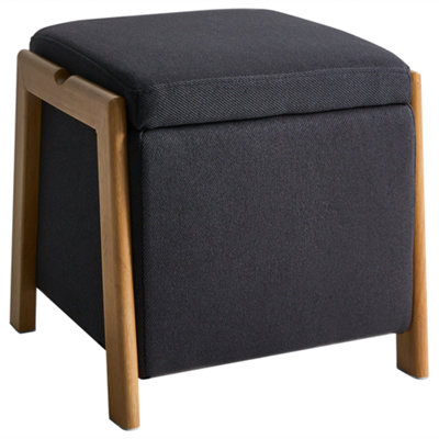 Storage Pouffe EDLAND Fabric 45 cm 43 cm Black