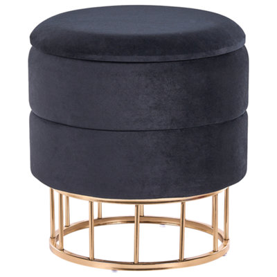 Storage Pouffe ELGIN Velvet Black