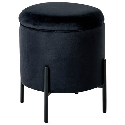 Storage Pouffe WENONA Velvet Black