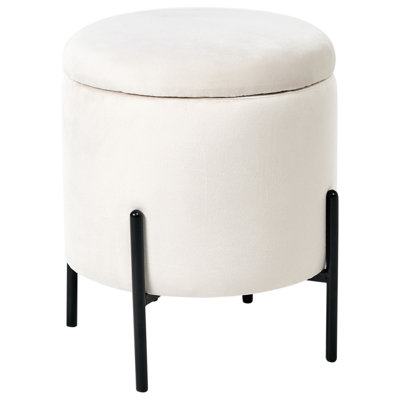 Storage Pouffe WENONA Velvet Off-White
