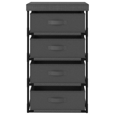 Storage Rack with 4 Fabric Baskets Steel Grey