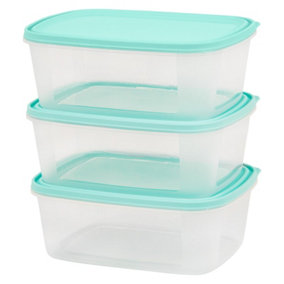 Storage Set of 3 2L Tub Food Lunch Box Kids Takeaway Plastic Lid Container