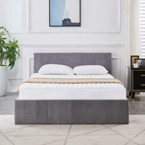 Storage single bed Ottoman Grey 3ft Velvet side lift  Upholstered Fabric Gas lift