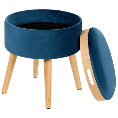 Storage Stool NEELY Velvet Navy Blue
