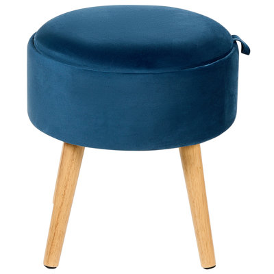 Storage Stool NEELY Velvet Navy Blue