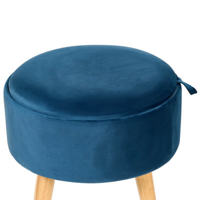 Storage Stool NEELY Velvet Navy Blue