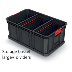 Storage Tool Box Platform Wheels Large Toolbox Mobile Tray Compartment Stackable Storage basket large + dividers