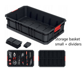 Storage Tool Box Platform Wheels Large Toolbox Mobile Tray Compartment Stackable Storage basket small + dividers