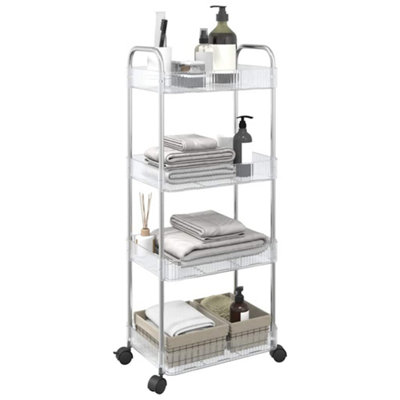 Storage Trolley 4-Tier Transparent 37x28x95 cm Acrylic