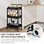 Storage Trolley Cart 3 Tier Foldable Metal Rolling Organizer Cart with Casters black