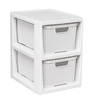 Storage Unit With Baskets Drawer Organizer Tower Cabinet White 2 Baskets Unit