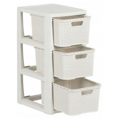 Storage Unit With Baskets Drawer Organizer Tower Cabinet White 3 Baskets Unit