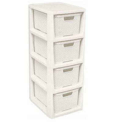 Storage Unit With Baskets Drawer Organizer Tower Cabinet  White 4 Baskets Unit