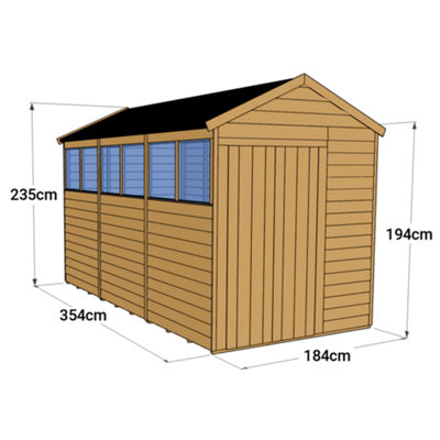Store More Overlap Apex Shed - 12x6 Windowed