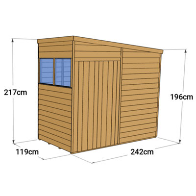 Store More Overlap Pent Shed - 4x8 Windowed