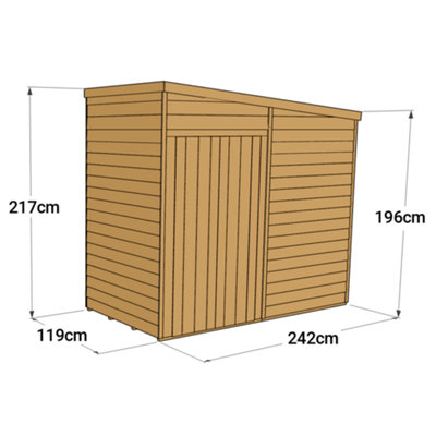 Store More Overlap Pent Shed - 4x8 Windowless