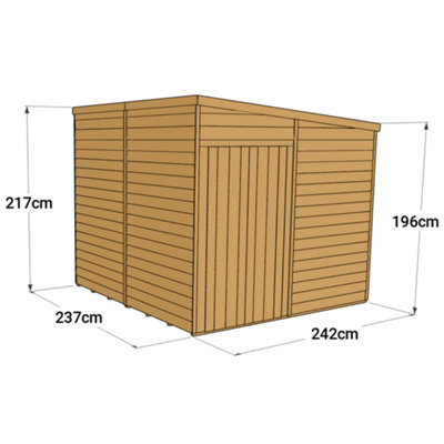 Store More Overlap Pent Shed - 8x8 Windowless