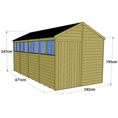 Store More Tongue and Groove Apex Shed - 16x8 Windowed