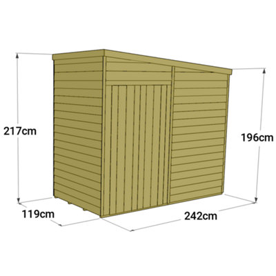 Store More Tongue and Groove Pent Shed - 4x8 Windowless
