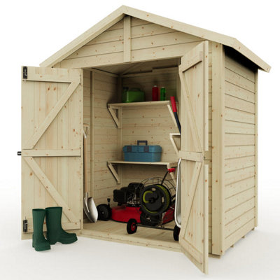 Storehaus Security Shed with Apex Roof and Double Door - 4ft x 6ft