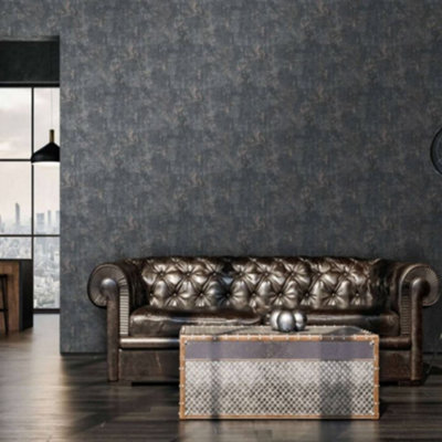 Stories Of Life Black & Copper Industrial Metallic Wallpaper 39670-3