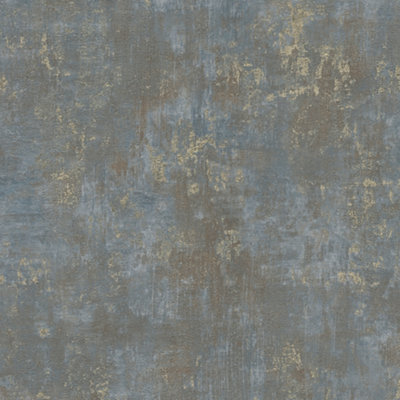 Stories Of Life Blue & Gold Industrial Metallic Wallpaper 39670-1