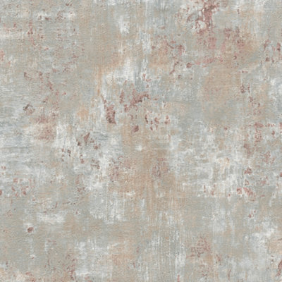 Stories Of Life Grey & Copper Industrial Metallic Wallpaper 39670-2