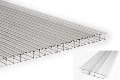 STORM 10mm Clear Polycarbonate Roof Sheets  6000 x 700 mm PK2 + Joiner