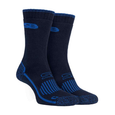 Storm Bloc - 2 Pairs Heavy Duty Reinforced Cotton Work Socks 6-8 A Blue