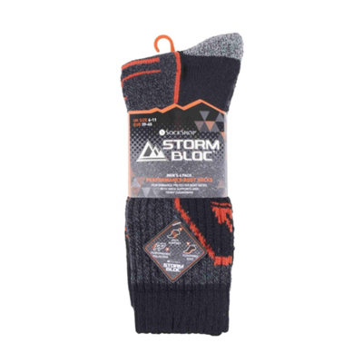 Storm Bloc - 4 Pairs Mens Cushioned Anti Blister Socks 6-11 Black