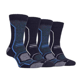 Storm Bloc - 4 Pairs Mens Cushioned Anti Blister Socks 6-11 Blue