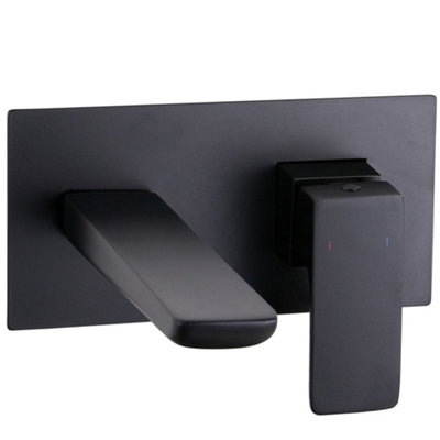 Storm Crane Wall-Mounted Basin Mixer Tap, Matt Black & Chrome, 35mm Ceramic Cartridge, 15-Year Guarantee