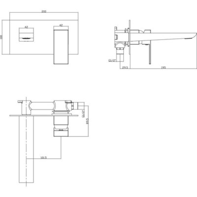 Storm Crane Wall-Mounted Basin Mixer Tap, Matt Black & Chrome, 35mm Ceramic Cartridge, 15-Year Guarantee
