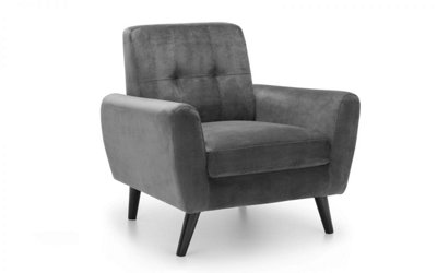 Storm Grey Velvet Cushion Armchair