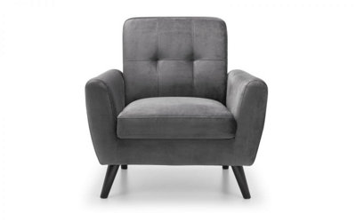 Storm Grey Velvet Cushion Armchair