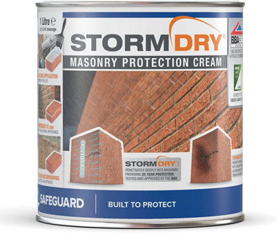 Stormdry Masonry Waterproofing Cream (1L) 25-Year BBA Approved Exterior Brick, Stone, Concrete, Stone, Mortar, Sandstone Sealer