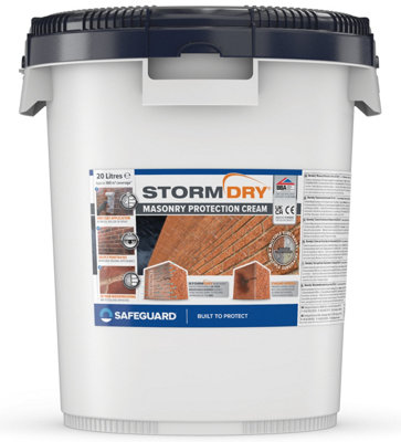 Stormdry Masonry Waterproofing Cream (20L) 25-Year BBA Approved Exterior Brick, Stone, Concrete, Stone, Mortar, Sandstone Sealer