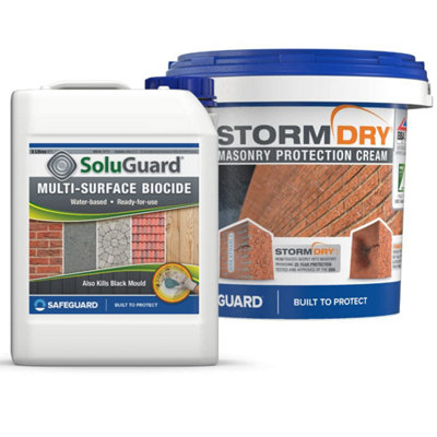 Stormdry Masonry Waterproofing Cream 5 Litres and SoluGuard Multi-Surface Biocide