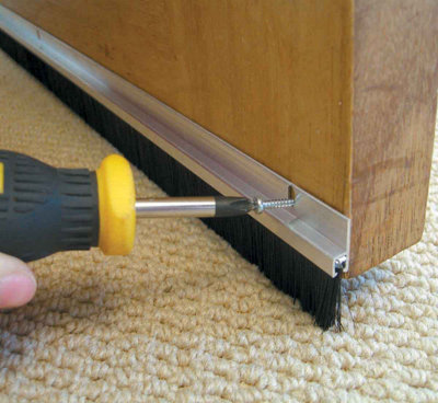 Stormguard Door Draught Brush Strip Excluder 838mm Long Metal Gold, Pack of 2