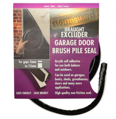 Stormguard Garage Door Pile Draught Seal 7m Long in Black Grey