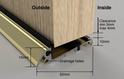 Stormguard Slimline Door Bottom Threshold Weather Seal 1m Long in Gold