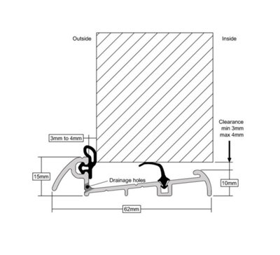 Stormguard Slimline Door Bottom Threshold Weather Seal 1m Long in Gold