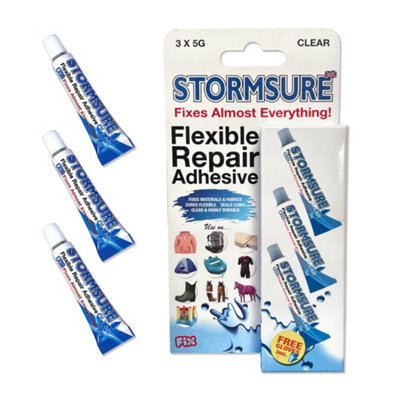 Stormsure Flexible Repair Adhesive: 3 x 5g Clear Glue - Highly Durable, Waterproof Glue for All Repairs